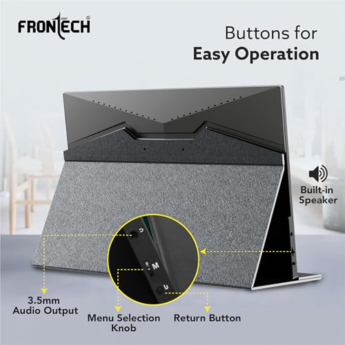 Image of FRONTECH 17.3 inch Portable LED Monitor | Full HD 1920x1080 IPS Display | 60Hz Refresh Rate | Mini HDMI & Dual Type-C Ports | Built-in Speaker | Kickstand Cover | External Laptop Monitor (MON-0084)