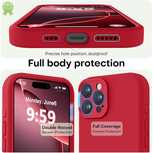 Image of LOVE 3000 Designed for iPhone 16 Pro Max Case, Premium Silicone with [Soft Anti-Scratch Microfiber Lining] Shockproof Protective Phone Case for Men Women Girls 6.9 inch, Red