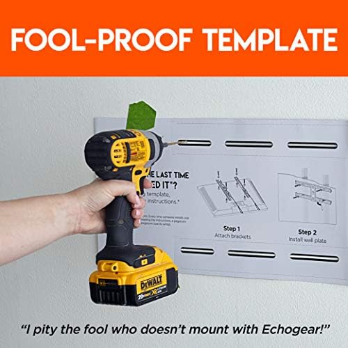 ECHOGEAR Low Profile Fixed TV Wall Mount for TVs Up to 85" - Holds Your TV Only 2.25" from The Wall - Fast Install With Template & You Can Level After Mounting - Pull Strings for Easy Cable Access
