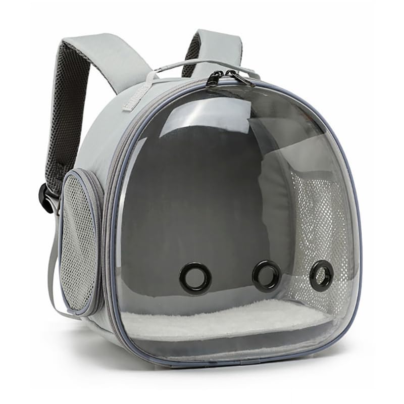 Animal Carrier Backpack Travel Portable Small Breathable Backpack for Hamster Pet Bag Guinea Pig Carrier Rabbit Bird (Grey)-image-18