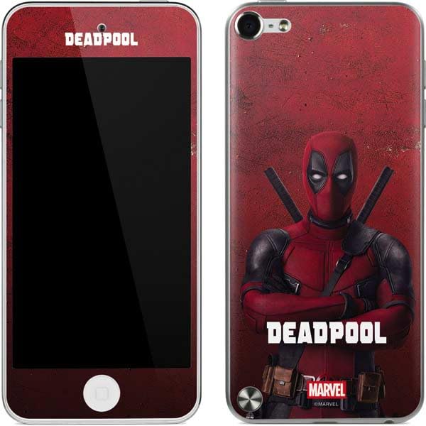 Skinit Decal MP3 Player Skin Compatible with iPod Touch (5th Gen&2012) - Officially Licensed Marvel Deadpool Legacy Deadpool Red Poster Design