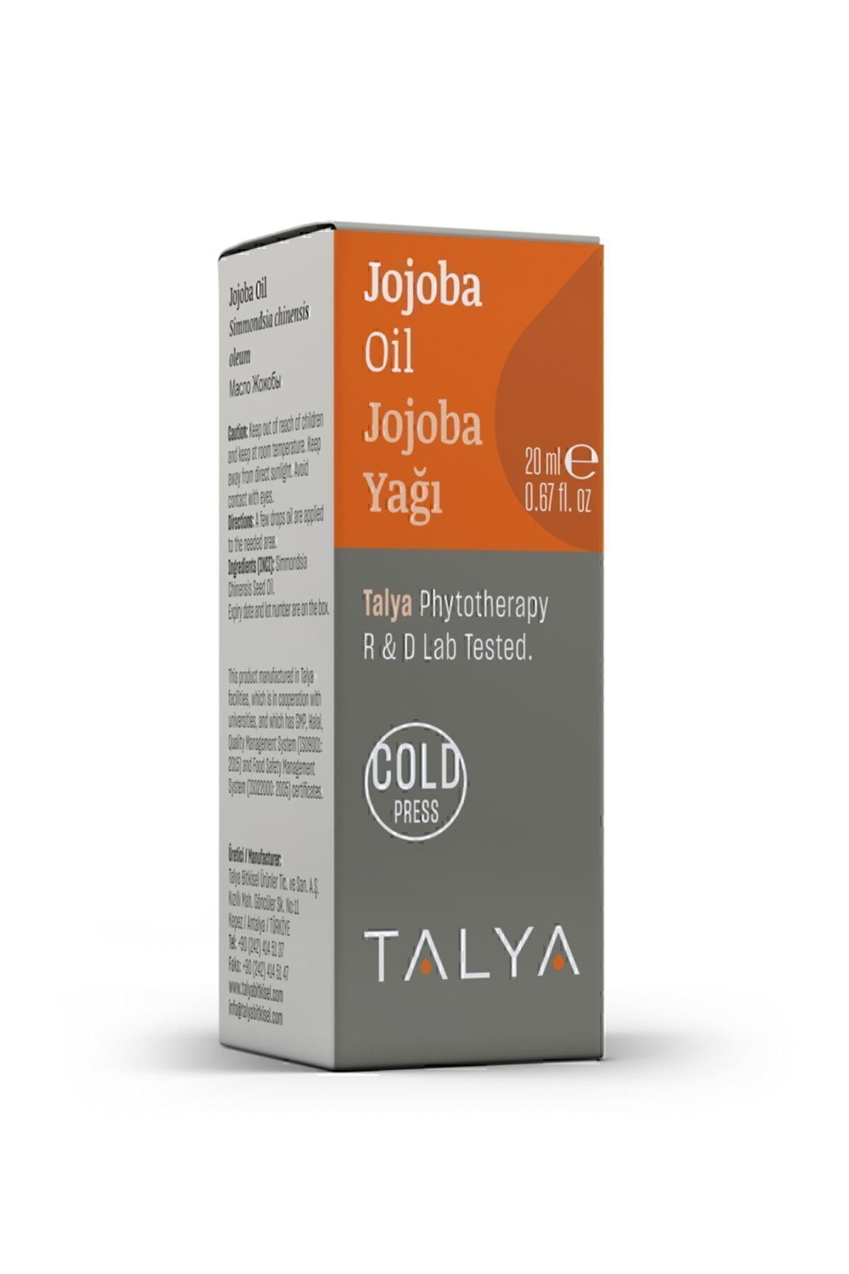 Talya Jojoba Yağı, Soğuk Sıkım,%100 Saf Ve Doğal, 20 ml