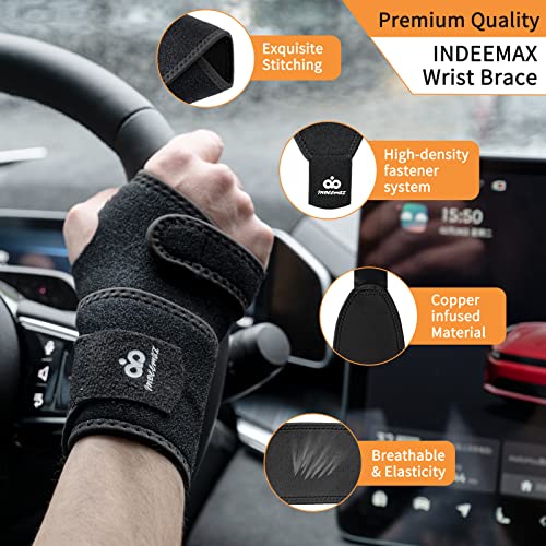 Copper Wrist Brace Support for Carpal Tunnel and Arthritis Relief - 2 Pack