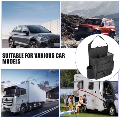 Sandfren Car Front Seat Organizer, Multi-Pocket Vehicle Hanging Passenger Back Seat Storage Bag with Adjustable Straps, Automotive Interior Storage Organizer, Universal for SUV RV Truck