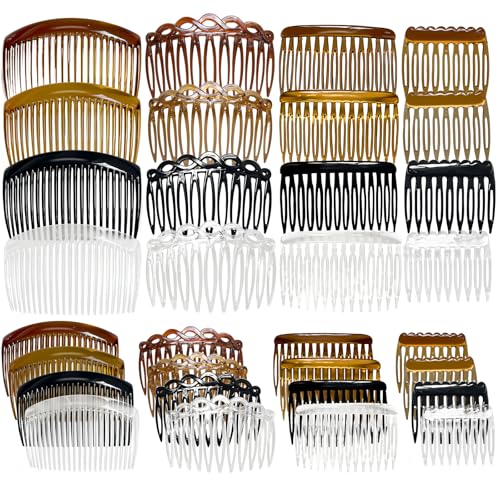 ELLOPH 32 Pack French Hair Combs Clips Decorative Side Hair Combs for Women Accessories Bridal Wedding Veil 4 Styles with 9/11/14/23 Teeth for All Hair Types