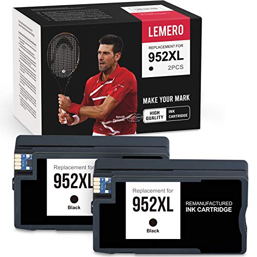 LEMERO Remanufactured Ink Cartridges Replacement for HP 952 952 XL 952XL to use with OfficeJet Pro 8710 8720 8702 7740 8200 8210 8715 8216 8700 8740 8730 7740 (2 Black)