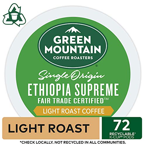 Image of Green Mountain Coffee Roasters Ethiopia Supreme, Single-Serve Keurig K-Cup Pods, Light Roast Coffee Pods, Ethiopia Supreme, 72 Count