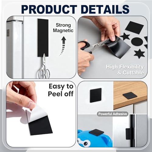 Image of Macarrie 250 Pcs 4 x 6 Adhesive Magnetic Sheets with Adhesive Backing Cuttable Magnetic Paper Stickers Flexible Peel and Stick for Picture Crafts Die Storage Photos