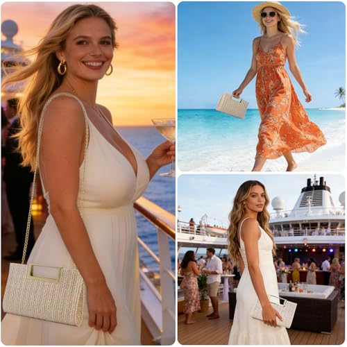 Bolso de mano tejido de rafia para mujer miniatura 2