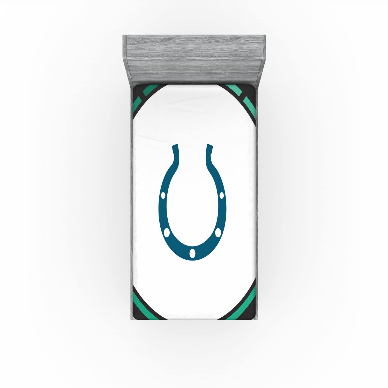 Ambesonne Rodeo 2 Pack Fitted Sheet, Horseshoe Wild West Luck, Bed Cover All-Round Elastic Deep Pockets 2 Pieces, Package Contains 2 Twin XL Size Fitted Sheets, Blue Charcoal