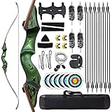 OBTOUTDOOR 60 Inch Black Hunter Takedown Recurve Bow and Arrow 20-60Lbs Hunting Archery Bow Right Hand Wood Riser Practice Bow for Adult Target Training (45LBS)
