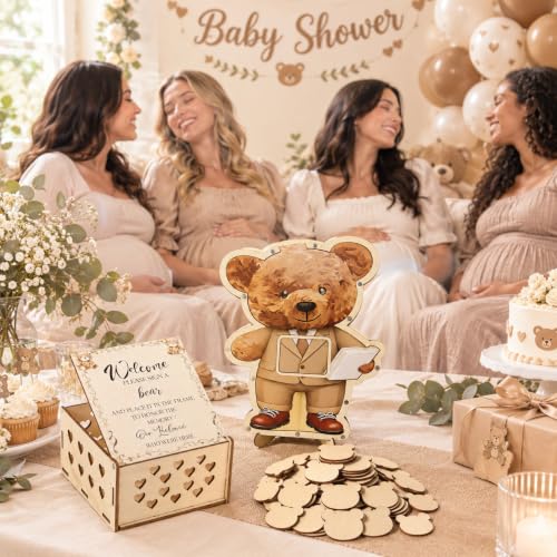 Bear Baby Shower Guest Book Set Bear Baby Shower Decorations for Christmas - image 5