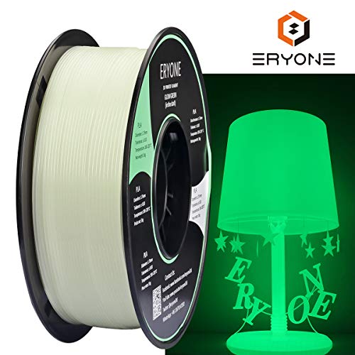 Filamento PLA 1.75 mm Blanco, PLA luminoso, Verde brilla en la oscuridad, Filamento de impresora 3D ERYONE, 1 kg 1 carrete