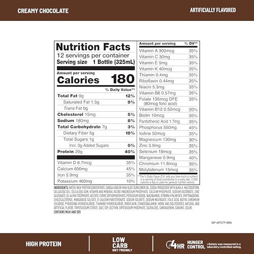 slimfast advanced energy high protein meal replacement shake creamy chocolate 20g of ready to drink protein 11 fl oz bottle 12 count