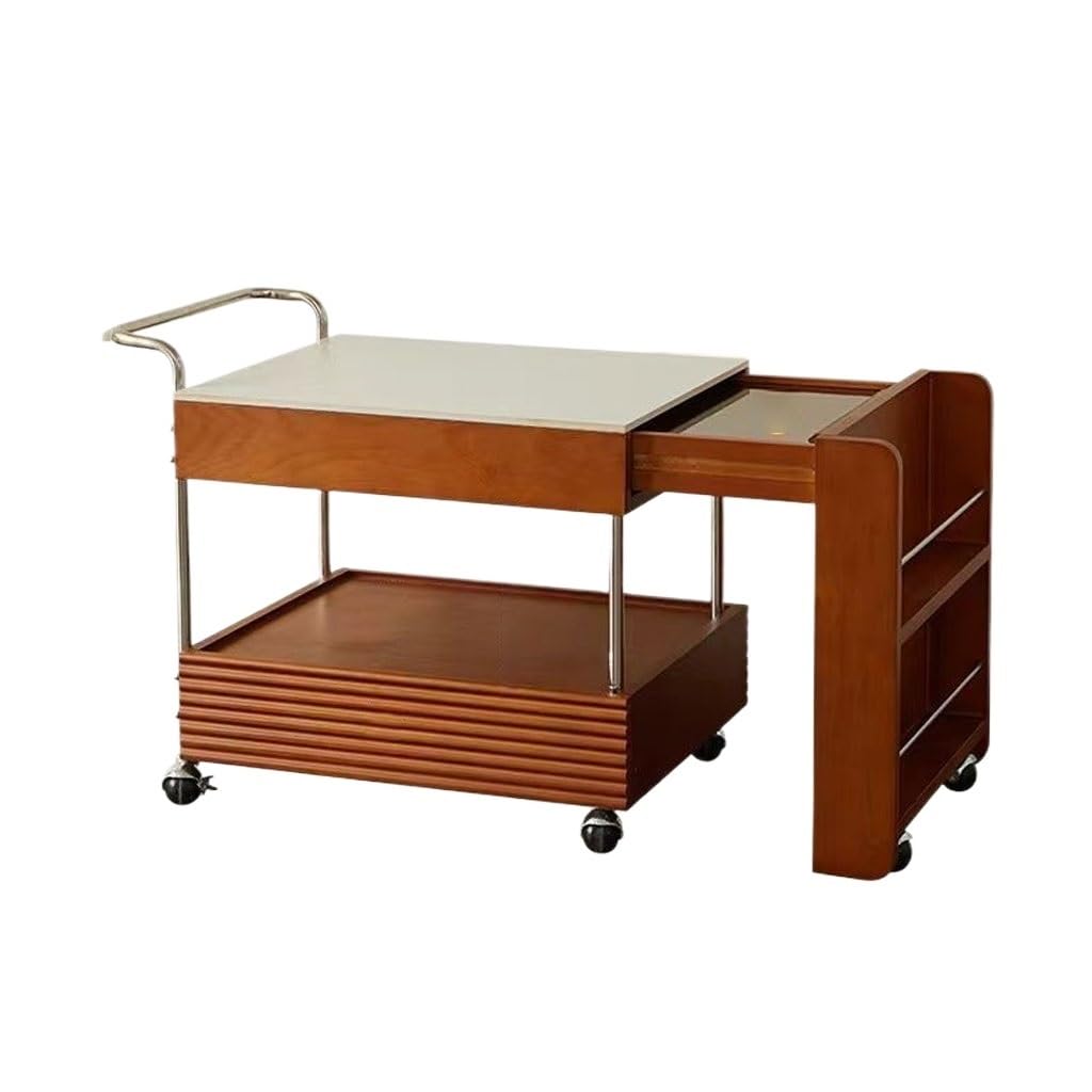 uotmui Coffee Table Coffee Table Small Table Mobile Tea Cabinet Japanese Style Middle-aged Style Rock Board Tea Table Side Table Game Table