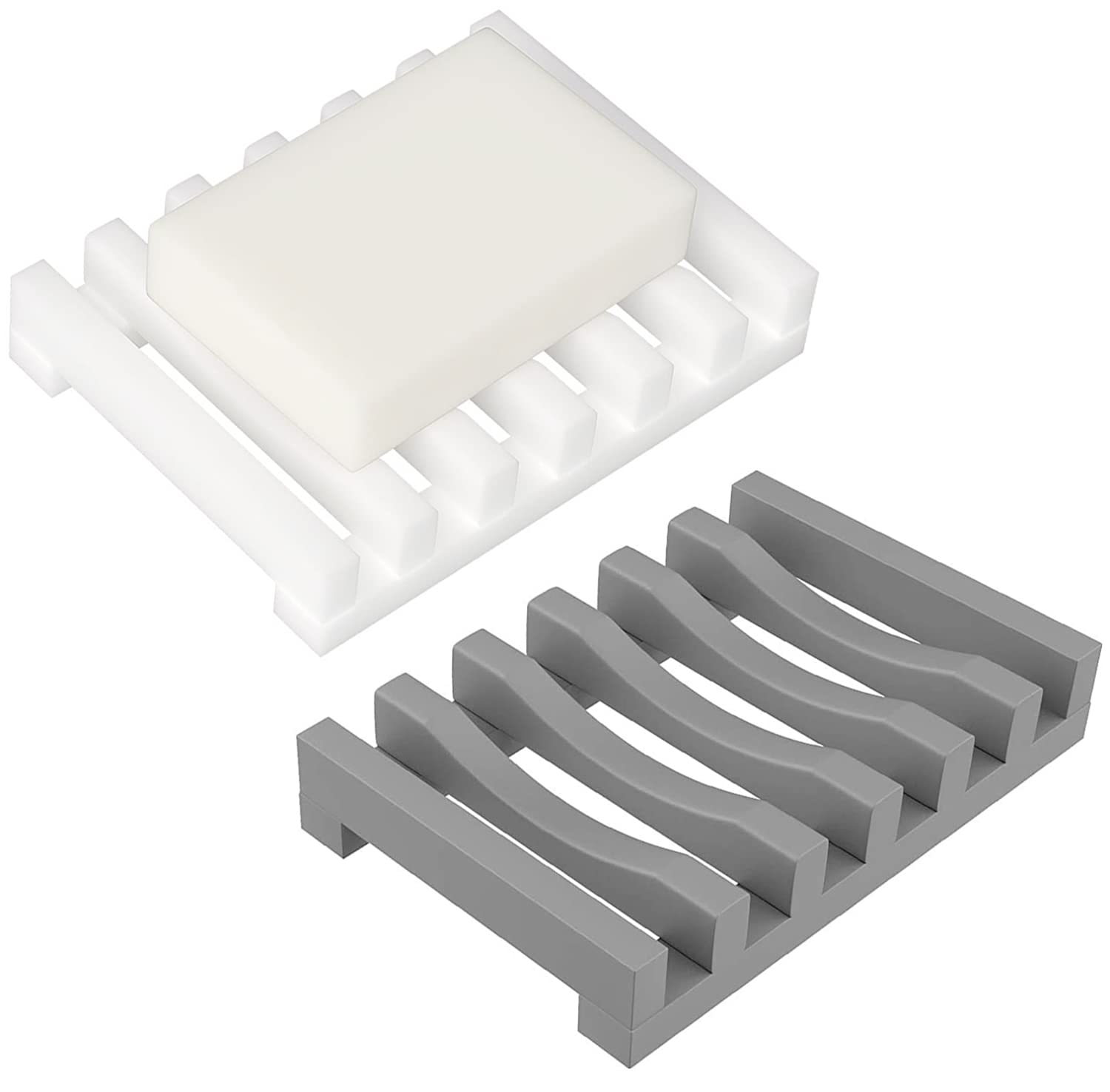 Yeesabella 2PCS Silicone Soap Dish, Self-Draining Soap Case Soap Container Holder Box, Non-Slip Soap Saver for Bathroom, Shower, Kitchen, Travel