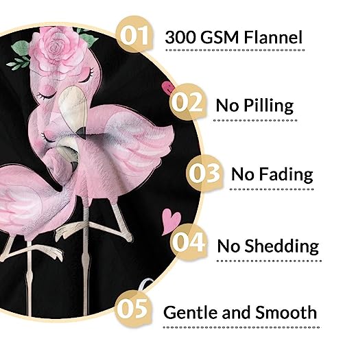 Flamingo Blanket Gifts - 30x40 Inches Cute Throw for Women & Girls - Black Soft Fuzzy Blankets for Couch & Office