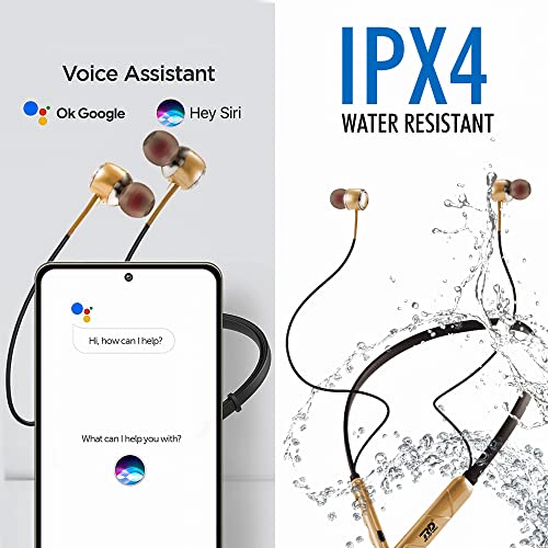 Image of RD M6 Wireless Bluetooth Neckband | 10mm Dynamic Drivers | 50H Playtime | Bluetooth v5.0 | ENC Noise Cancellation | Dual Mic | IPX4 Water Resistant | Smart Voice Assistance | Gold