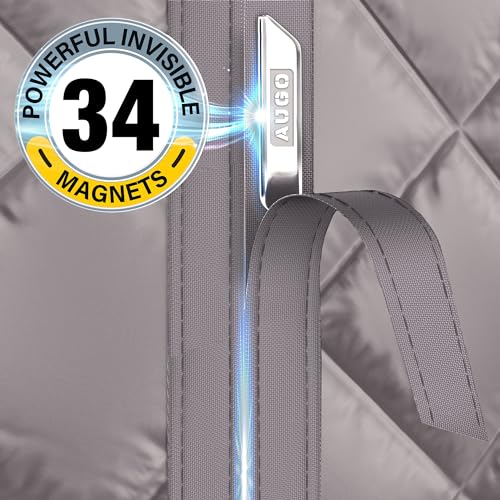 Image of AUGO Thermal Door Curtain - Thermal Door Cover for Winter - Magnetic Thermal Insulated Door Curtain for Winter - Winter Door Insulation - Keeps Warm Air in & Cold Air Out - Home Winterizing Products