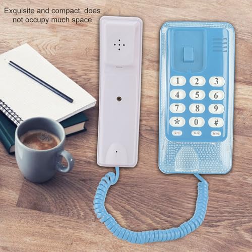 Teléfono fijo con cable para montaje en pared azul miniatura 2