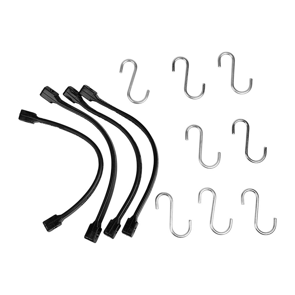 COGEX - Bungees, flat bungee cords, bungee cords - Rubber bungee cord - Length: 35 cm - Set of 8 pieces - Removable hooks - S hooks - 4 bungees & 8 hooks - Easy to use