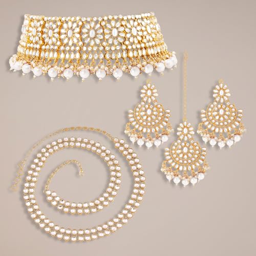 Image of Peora Kundan Faux Pearl Traditional Jewellery Set Gift for Women