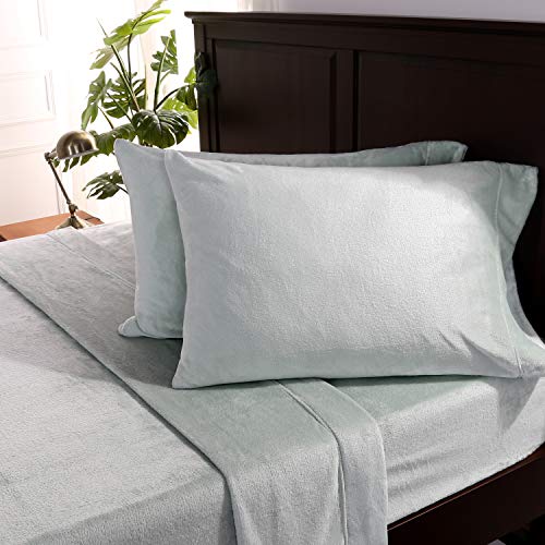 Berkshire Blanket VelvetLoft Sheet Set Super Soft, Cozy Plush Sheets  Light Blue Queen (96