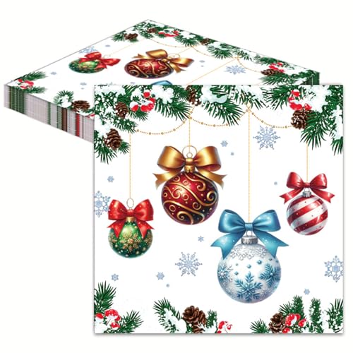 Koboko 20 Stk Servietten Weihnachten, 33x33 cm Weihnachtsservietten...