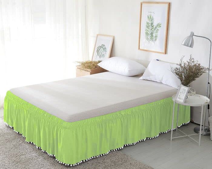 Luxury Hotel Quality Fabric Pom Pom Tassle Platform Wrap Around Bed Skirt 100 Egyptian Cotton 1000 Thread Count