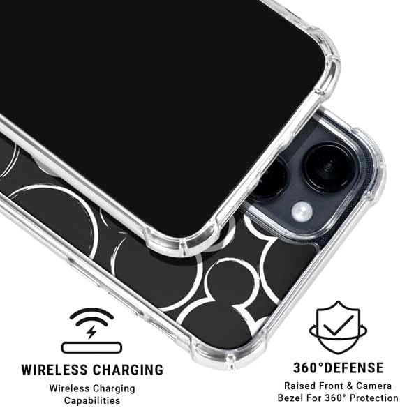 Skinit Clear Phone Case Compatible with iPhone 15 Plus - Officially Licensed Disney Mickey Mouse Logo Pattern Design