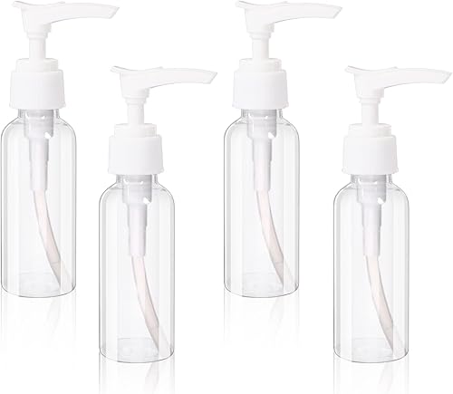 Paquete de 4 botellas de viaje transparentes con bomba de loción, mini dispensador de jabón transparente, botella de espuma de plástico, botella de