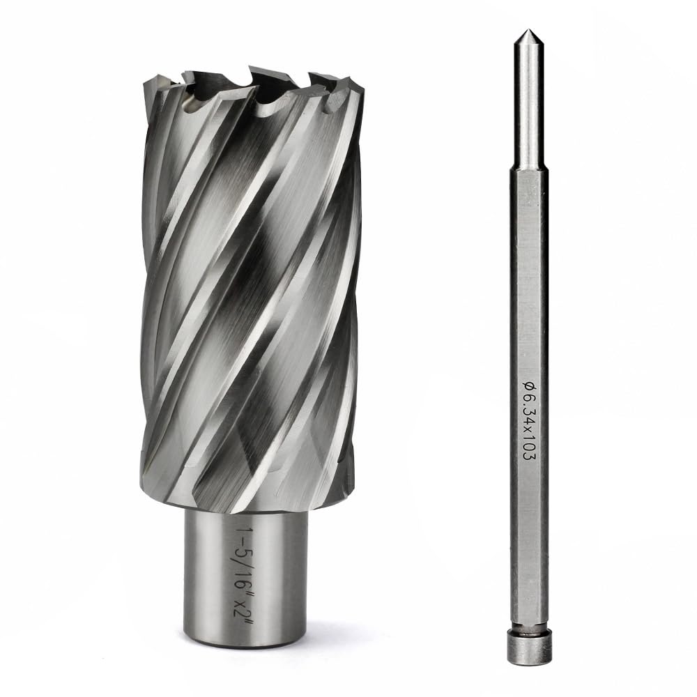 JESTUOUS Annular Cutter 3/4 Inch Weldon Shank 1-5/16 Cutting Diameter 2 Cutting Depth Slugger Bits HSS Kit for Magnetic Drill Press