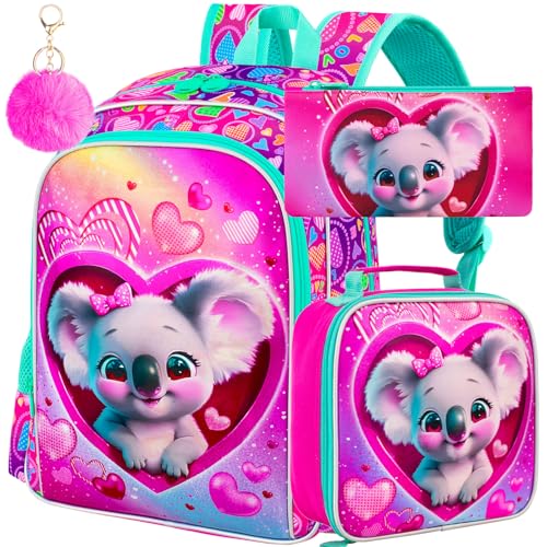 Image of 16 inch Backpack for Girls Boys 4-8, 3Pcs Kids Bookbag Set with Lunch Box, School Bag for Preschool Kindergarten