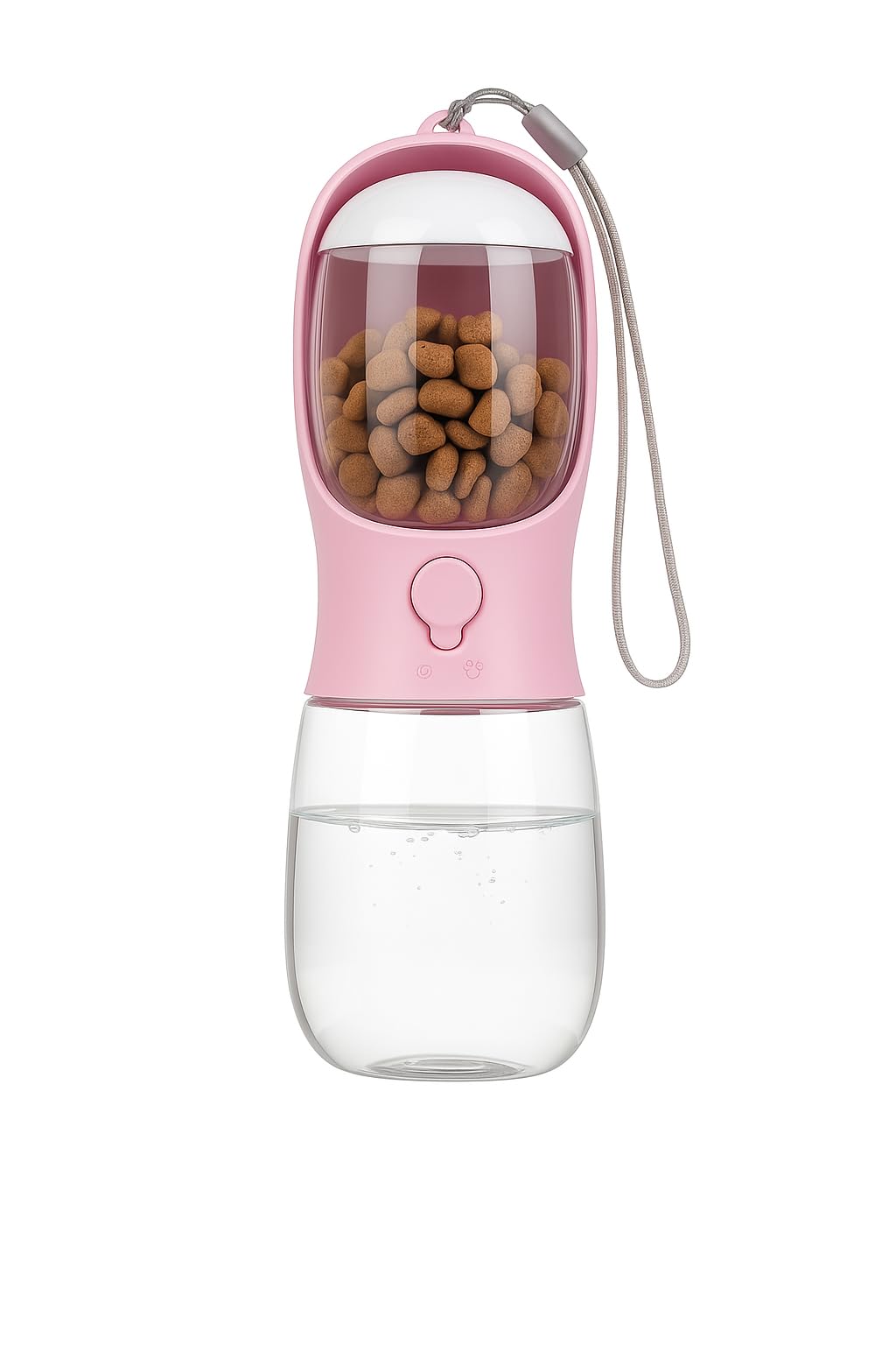Dog Water Bottle 2 in 1, Leak Proof Portable Pet Water Bottle with Food Container, Outdoor Portable Water Dispenser for Cat, Puppy for Walking, Hiking, Camping, Travel 550ml+100gr (Pink)