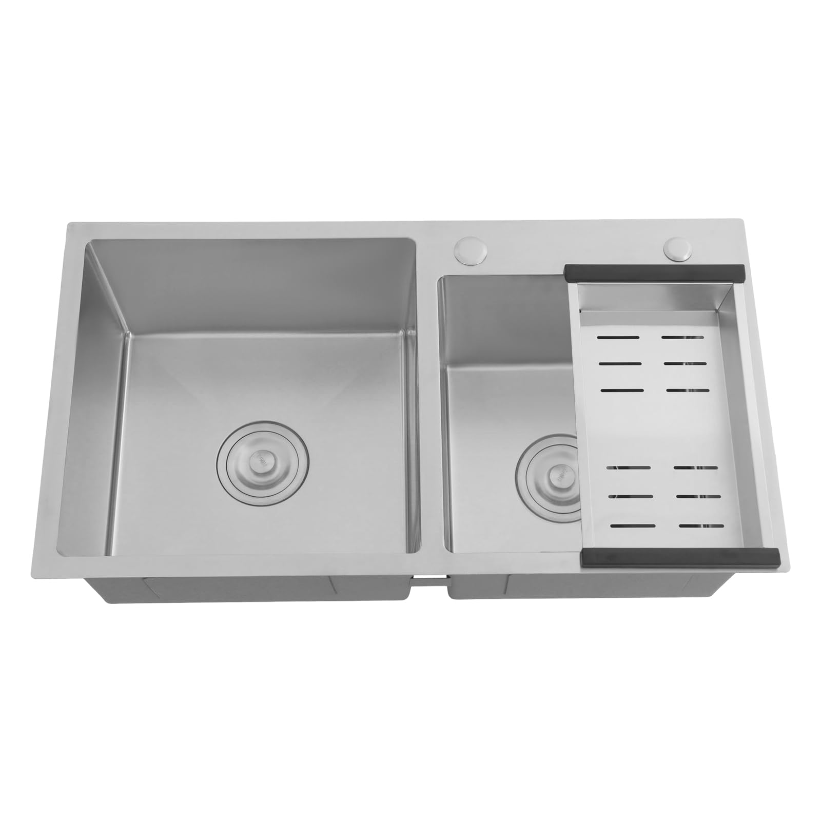 Fregadero de cocina de acero inoxidable con escurridor y un juego de tubos de desagüe, 78 x 43 x 21 cm, doble fregadero de acero inoxidable