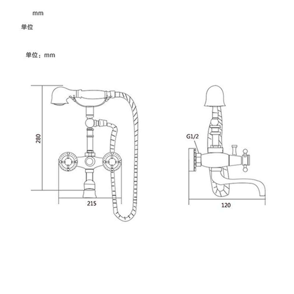Bathtub Faucets Brass Bathroom Faucet Cold And Hot Mixer Tap Wall Mounted Bath Faucet With Hand Shower Antique Brass Bath Shower Set,Antique Brass A