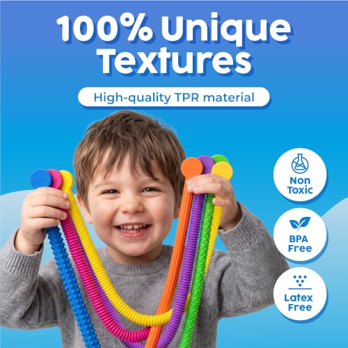 Image of BUNMO Stretchy Strings - Sensory Toys - Stimulating & Fun Sensory Toys for Kids - Fidget Toy - Hours of Fun for Kids - Non-Mouthable Toy 3+ - Textured 6 Pack