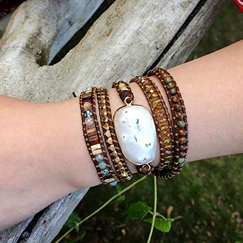 Image of Boho Wrap Bracelet for Women, Handmade Natural Imperial Jasper Multi-Layer Stone Beaded Bracelet, Bohemian Healing Crystal Stone Jewelry Gifts
