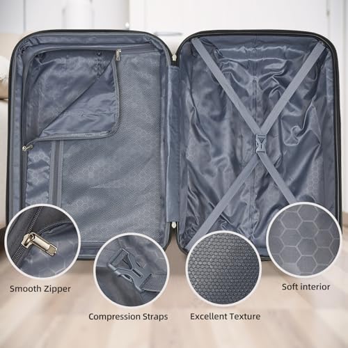Image of LARVENDER Luggage Sets 5 Piece, PC+ABS Expandable Suitcases with Wheels | Suitcase Set for Women and Men|Checked Luggage|Carry On Luggage|Hardside Lightweight|Cheetah