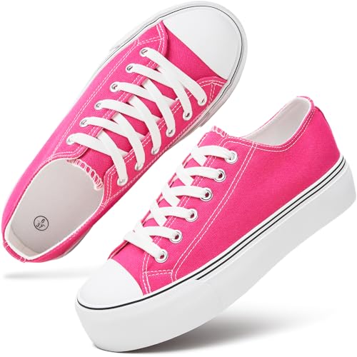Image of hash bubbie Womens Platform Canvas Sneakers Tennis Shoes | low top non Slip on walking breathable casual comfortable fashion lace up