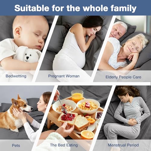 Image of Ruili Queen Mattress Protector Waterproof Washable Noiseless | Breathable Mattress Pad Up to 18 Inch Dirt-Proof TPU Backing Hotel Home Hospital Fitted Bed Cover Soft
