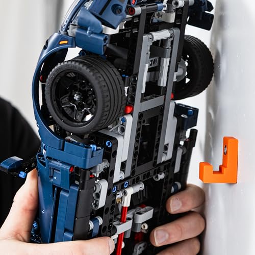 Brickify Montagehaken kompatibel mit Lego Ford GT 42154 - Custom Haken für Technic Car Wall Display Modelle - Inklusive Schrauben & Dübel für die Installation