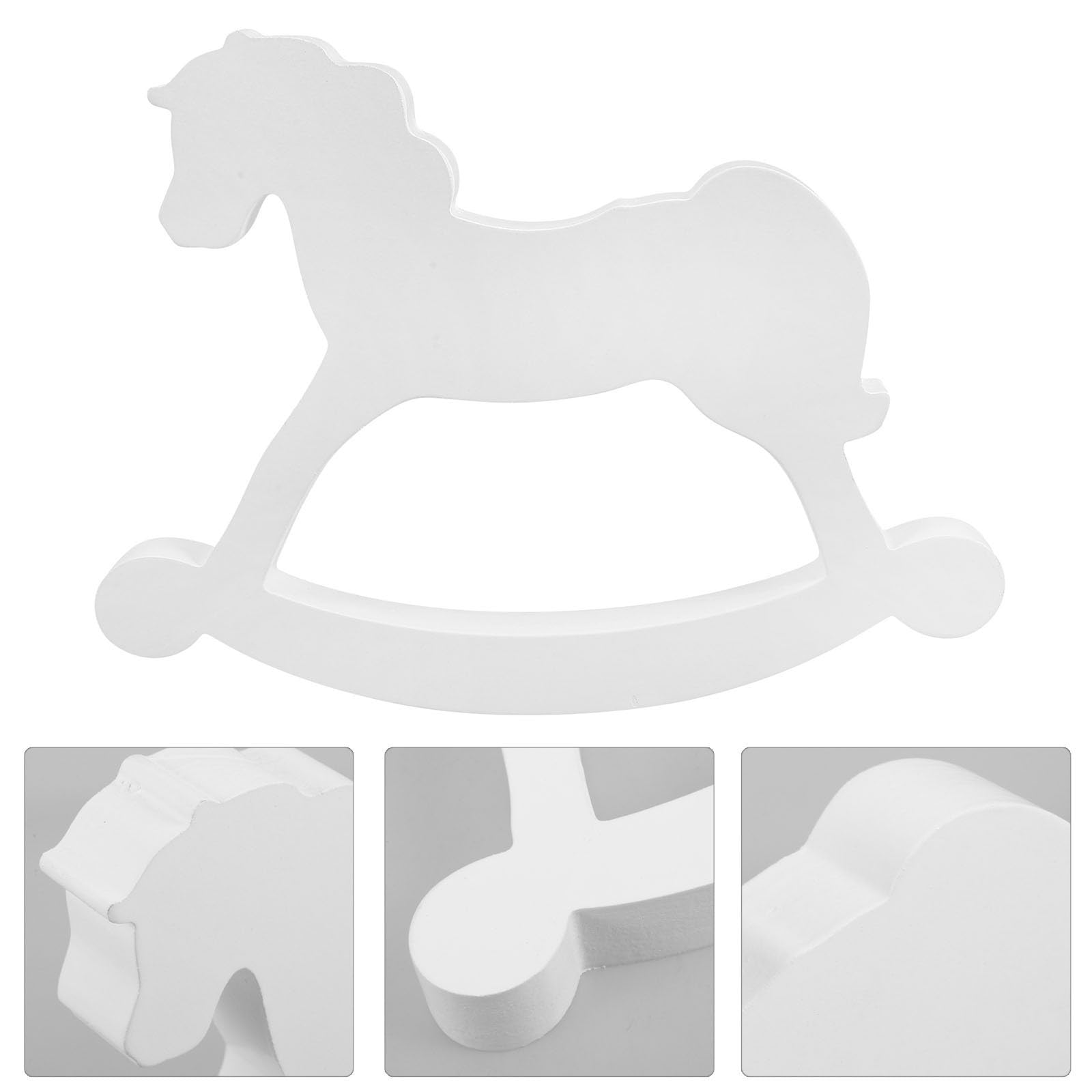 TOYANDONA 3 Piezas Caballo Mecedor Decorativo de Madera Blanco, Figura