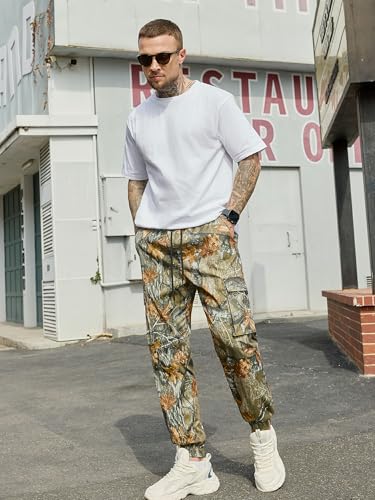 Image of JEMLDL Mens Cargo Joggers Pants Elastic Waist Drawstring with Flap Pockets Techwear Pants for Men