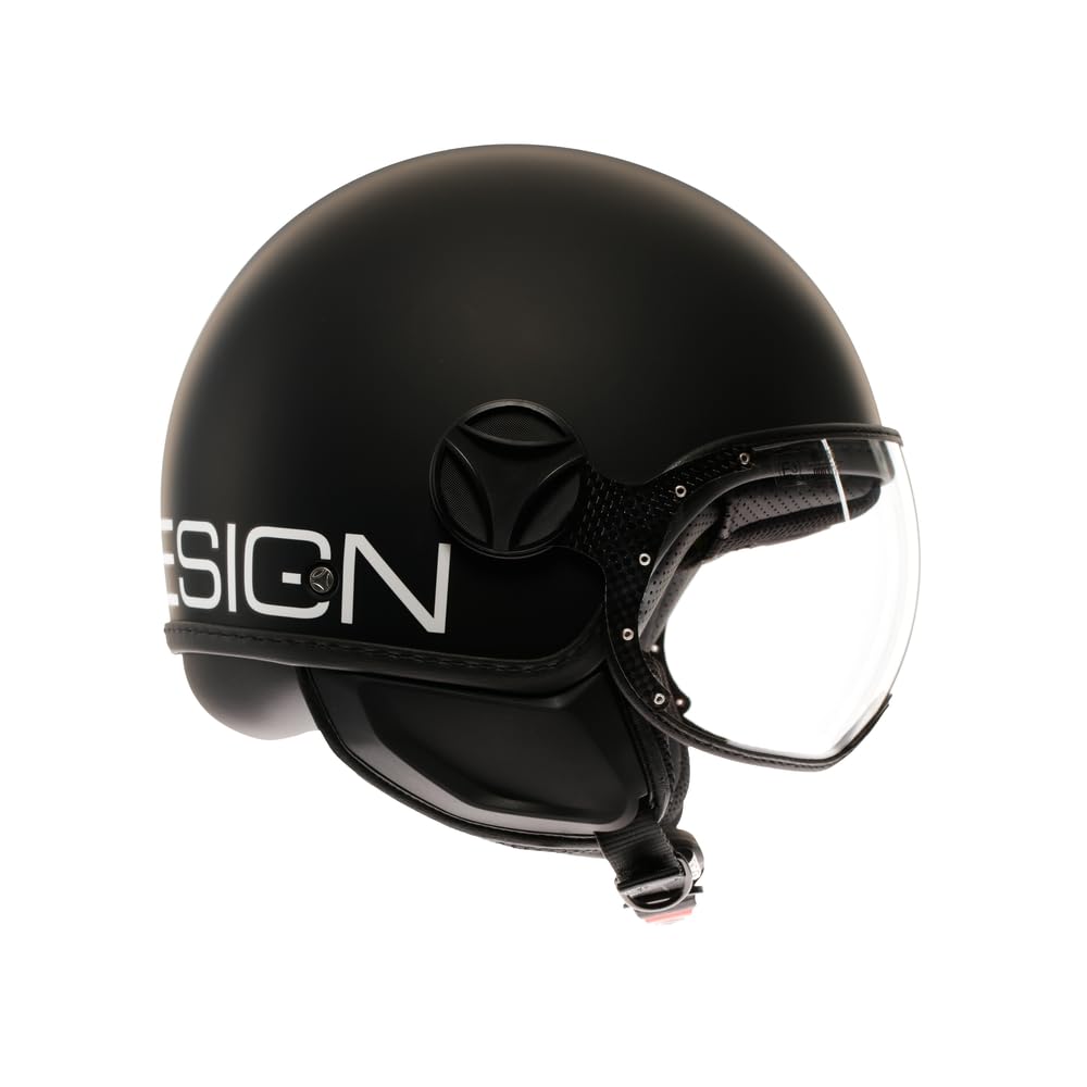 MOMO Design - FGTR CLASSIC E2206, Casco Moto Jet, Casco Jet Omologato ECE, Casco Jet Aperto Scooter, Uomo e Donna, Leggero con Visiera, Nero/Bianco opaco, L
