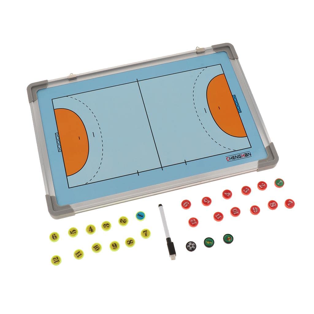 Lavagna professionale per allenatori di pallamano con magneti e penna per calcio, pallavolo, basket, in lega di alluminio, da parete, strumento tattico