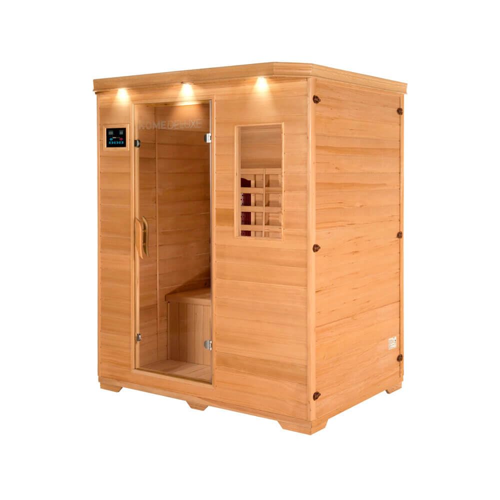 Home Deluxe – Infrarotkabine REDSUN L –153 x 110 x 190 cm - für 2-3 Person, 6 Keramikstrahler, Holz: Hemlocktanne I Infrarotsauna, Sauna, Wärmekabine, Infrarot