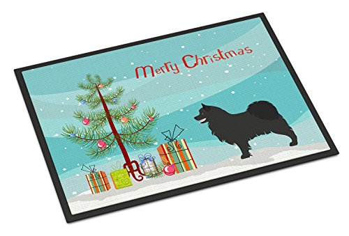 Caroline's Treasures BB8509MAT Swedish Lapphund Christmas Doormat 18x27 Front Door Mat Indoor Outdoor Rugs for Entryway, Non Slip Washable Low Pile, 18H X 27W