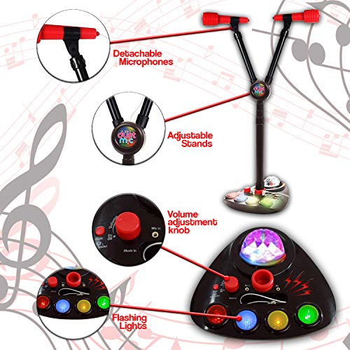 Kids Double Karaoke Mic with Music Singalong and Disco Lights, Connects to iPods, Smartphones & MP3 Players