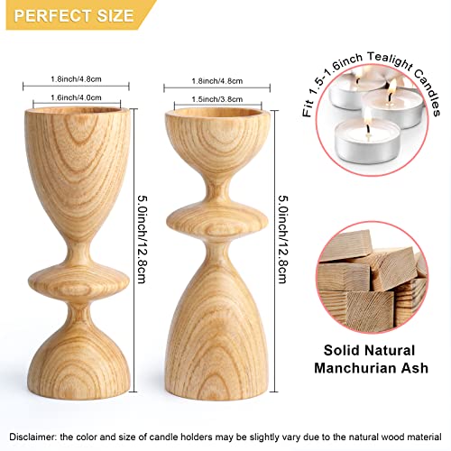 Wooden Candle Holders, Tohomes 2 Pcs Modern Decorative Candlestick Holders For 1.5/1.6 Inch Tealight Candles, Wood Candlestick Holders For Dinning Table Home Decor Wedding #TOP2